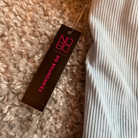 Light Blue Ribbed Women's Top - Picture 4 of 4